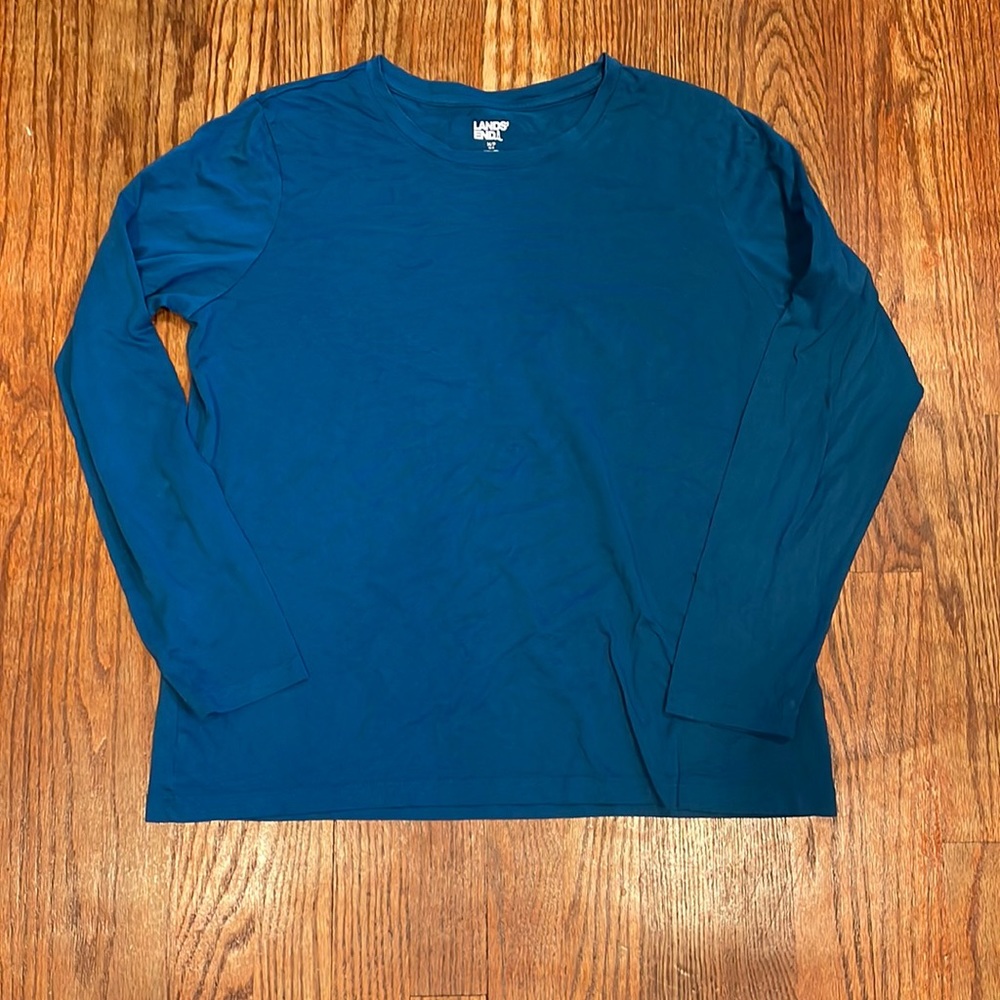 Lands End Women’s Petite Relaxed Supima Cotton Long Sleeve Crewneck T-Shirt